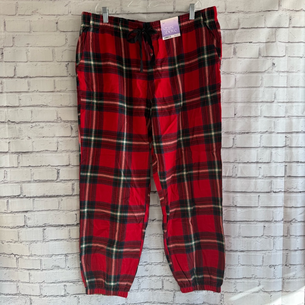 Red Plaid Lounge Pajama Pants Joggers